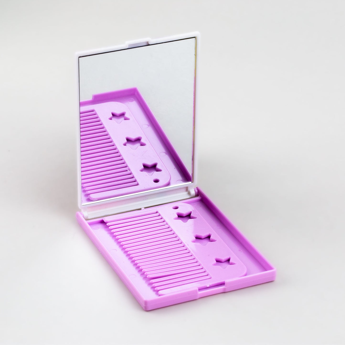 Oglindă pentru copii cu pieptăn mic înăuntru și imprimeu flamingo - Mov