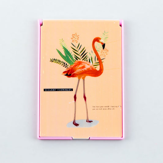 Oglindă pentru copii cu pieptăn mic înăuntru și imprimeu flamingo - Peach