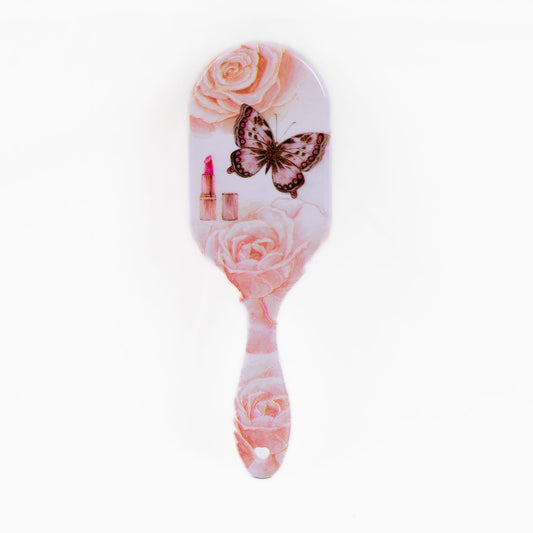 Perie de păr rotunjită cu imprimeu peach - Butterfly