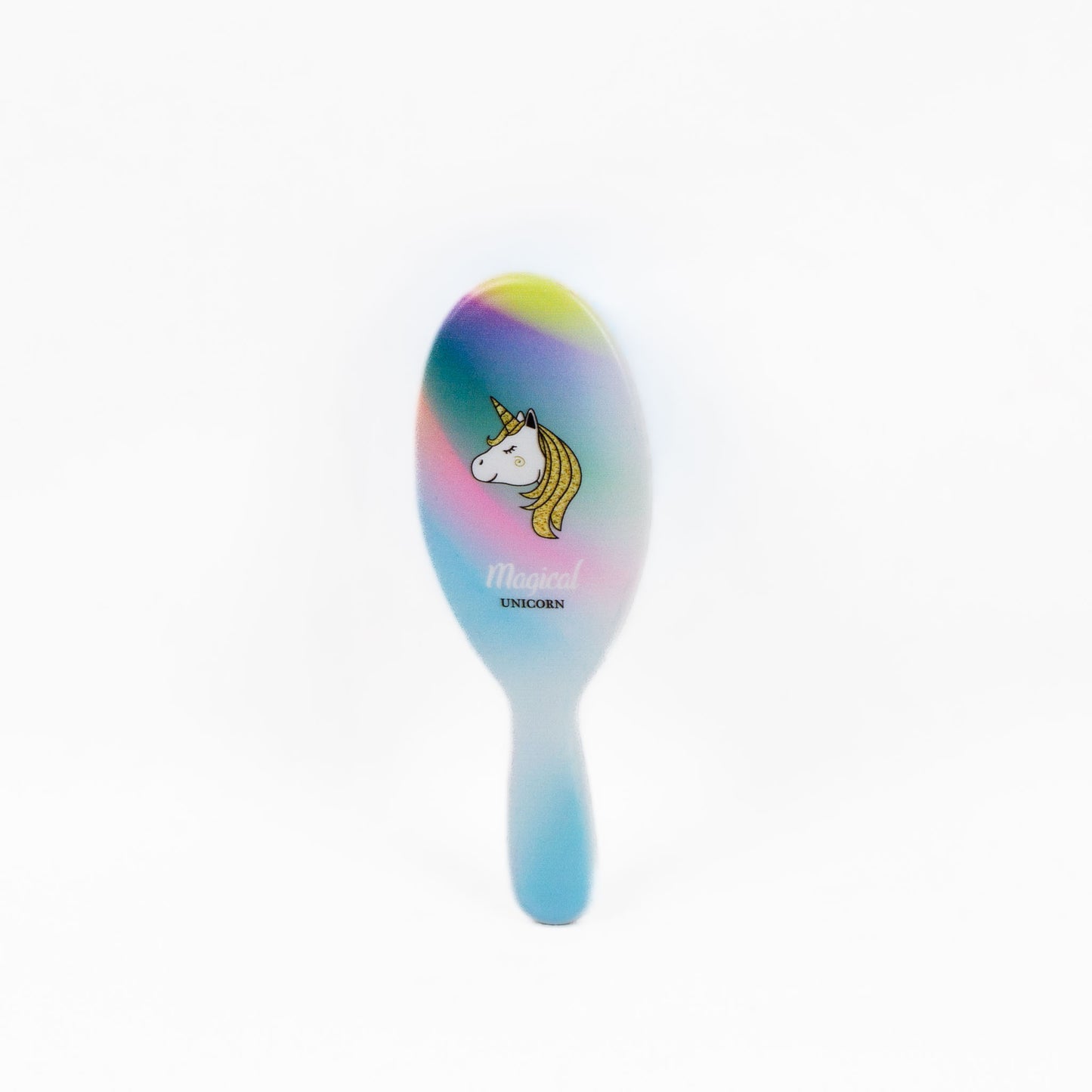 Perie mică pentru descurcat părul copii, ovală cu imprimeu - Unicorn Gold