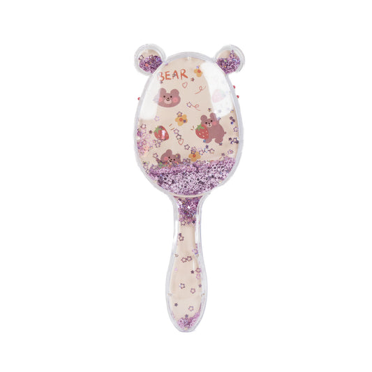 Perie păr copii cu formă de ursuleț, transparent cu confetti - Ursulet Capsunel