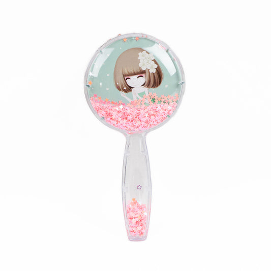 Perie păr copii cu formă rotundă, transparent cu confetti - Anime Girl 1