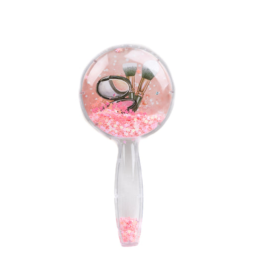 Perie păr copii cu formă rotundă, transparent cu confetti - Blush Pink