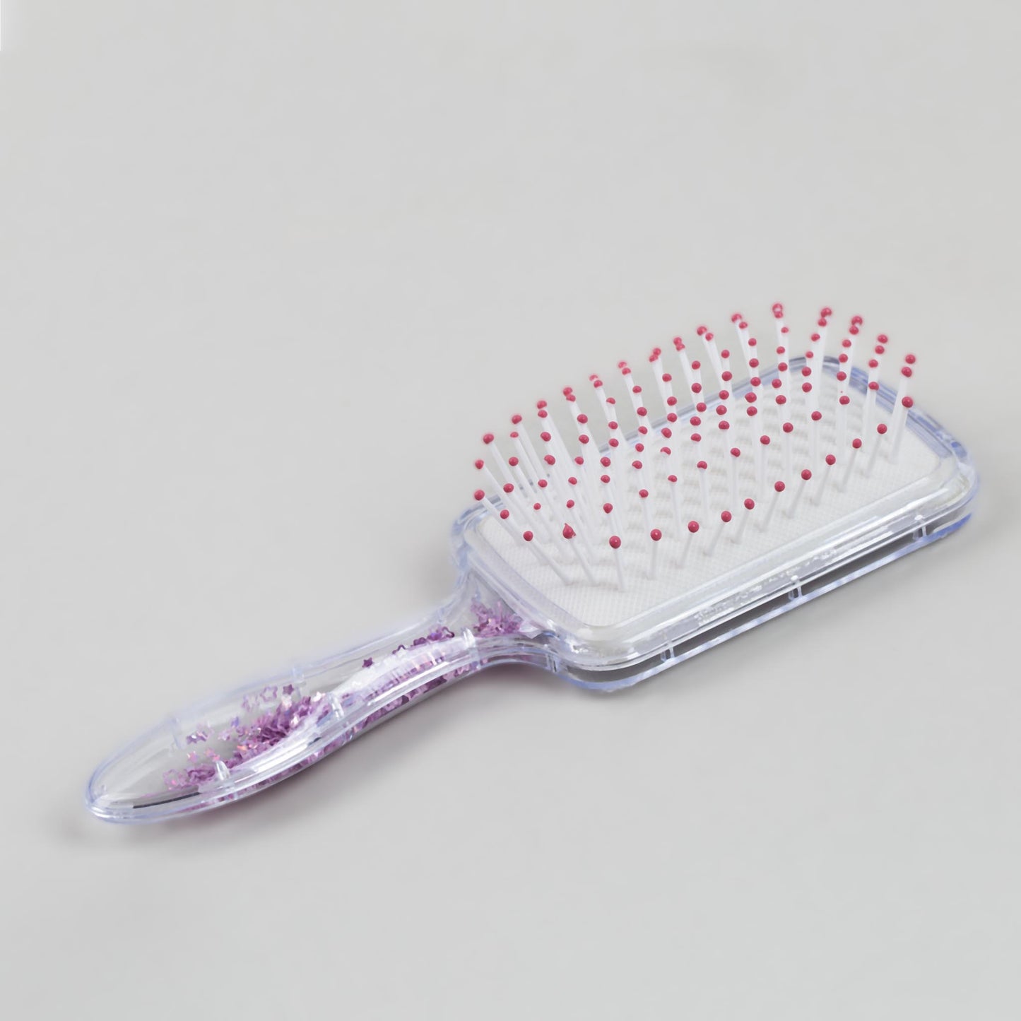 Perie păr copii pătrată, transparent cu confetti - U&Me