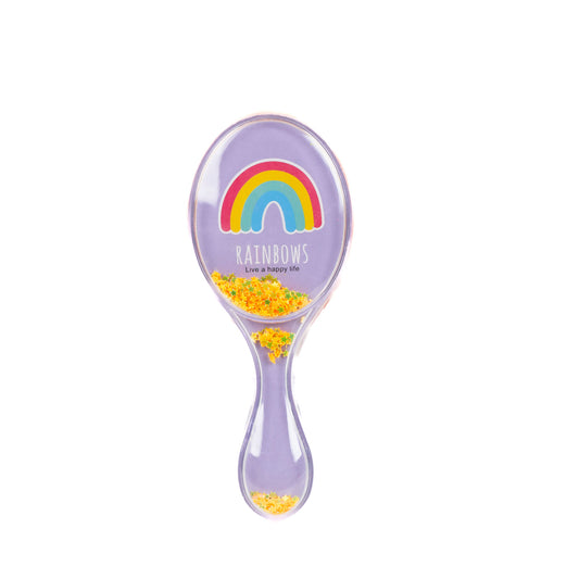 Perie pentru descurcat părul copii ovală, transparent cu confetti - Rainbow