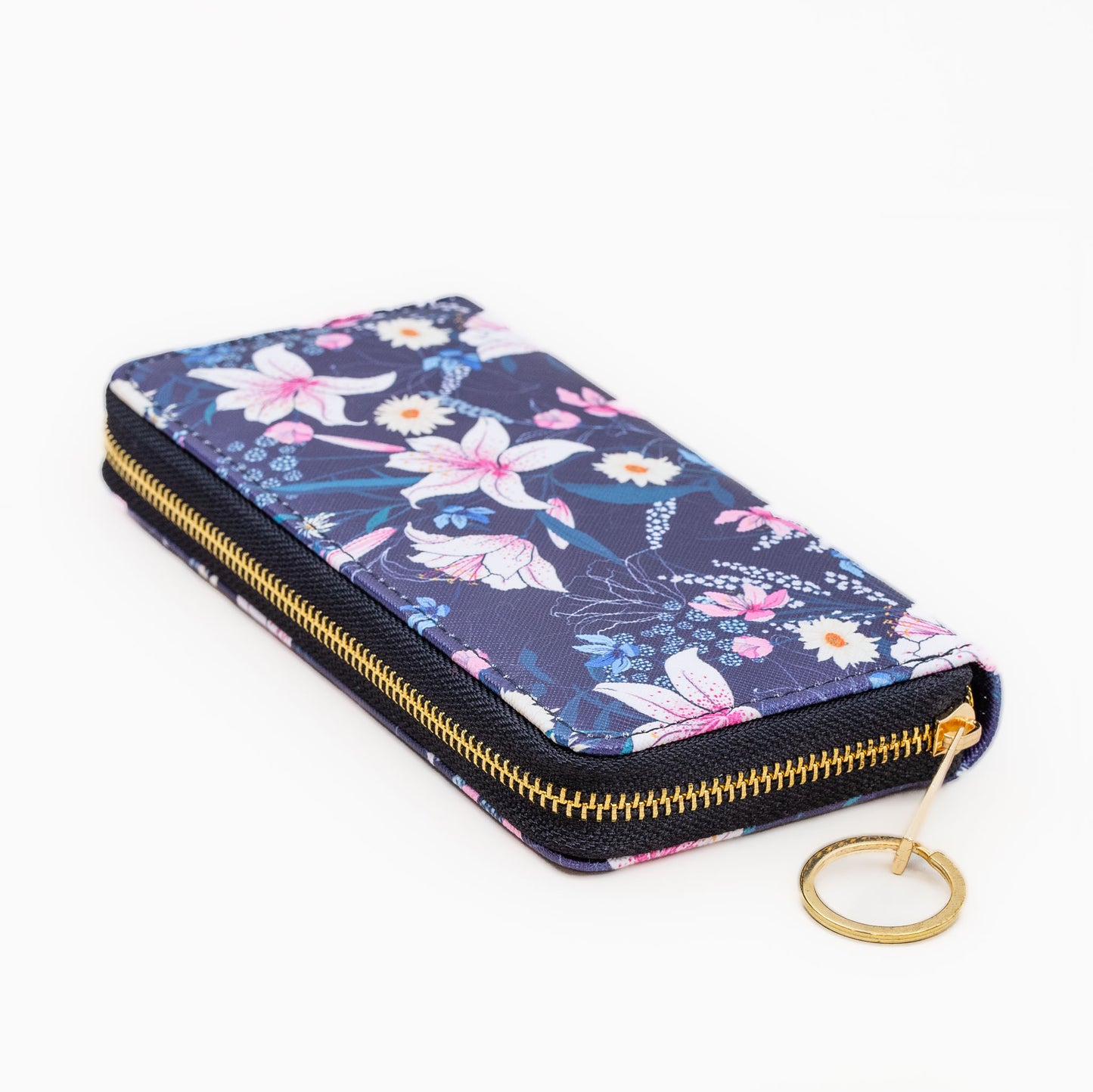 Portofel damă colorat cu feromoar, imprimeu floral, 14 compartimente - Night