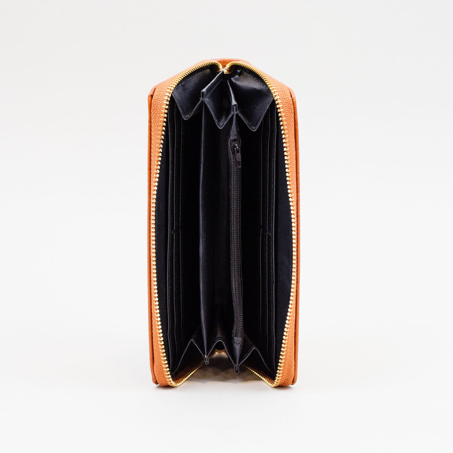 Portofel damă cu fermoar, textură animal print, 14 compartimente - Maro