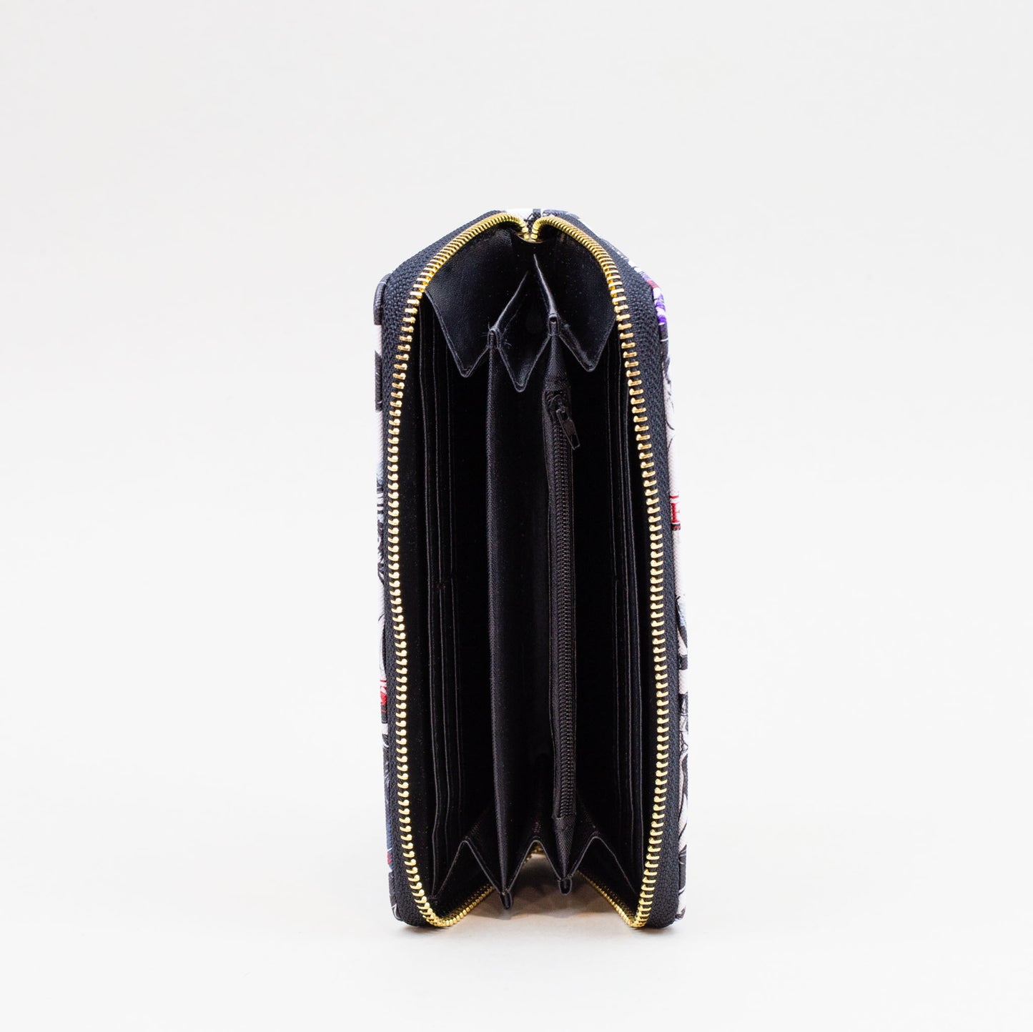 Portofel damă cu feromoar, imprimeu colaj artistic, 14 compartimente - Berlin