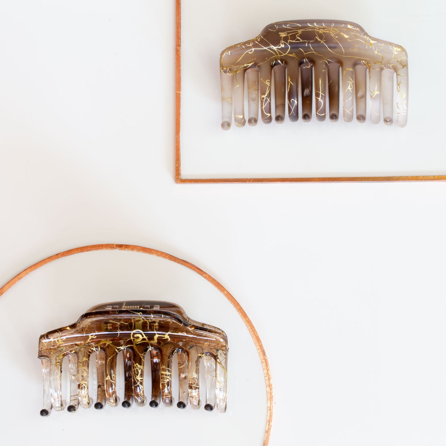 Set 2 clame păr cu accente aurii - Maro