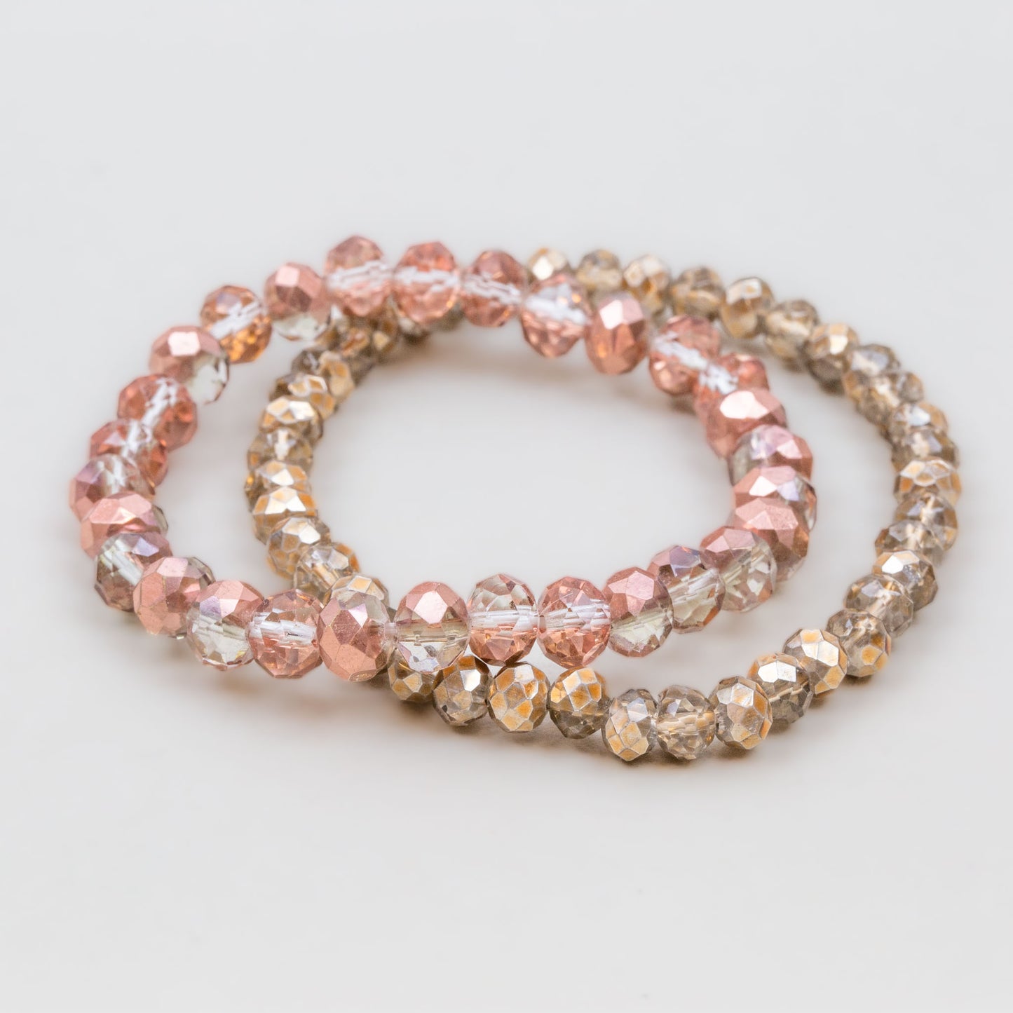 Set brățari elastice cu pietre colorate, 2 buc - Bronz, Auriu