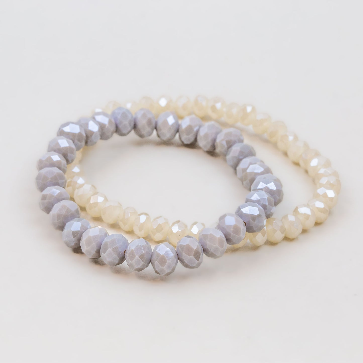 Set brățari elastice cu pietre colorate, 2 buc - Gri, Alb