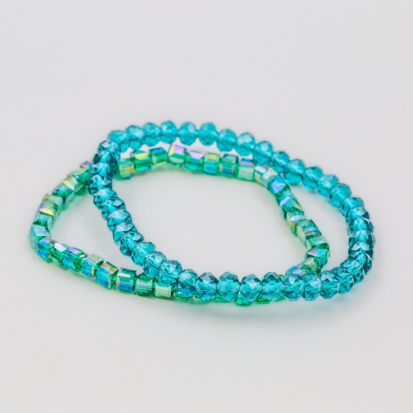 Set brățari elastice cu pietre mici strălucitoare, 2 buc - Turcoaz, Verde