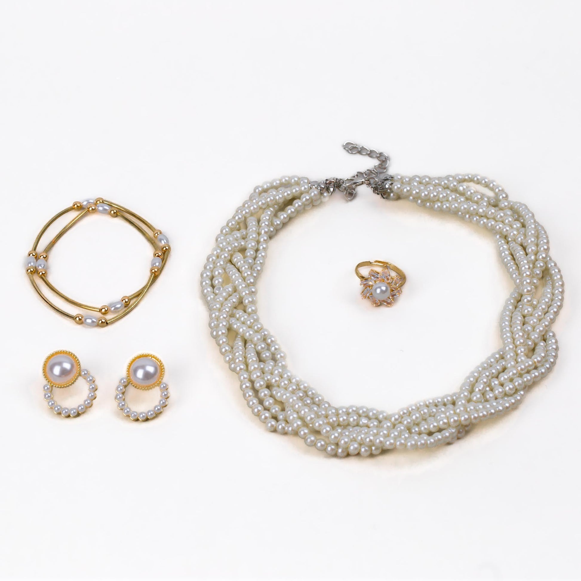 Set cadou cercei, brățară, colier, inel - Perle Elegante
