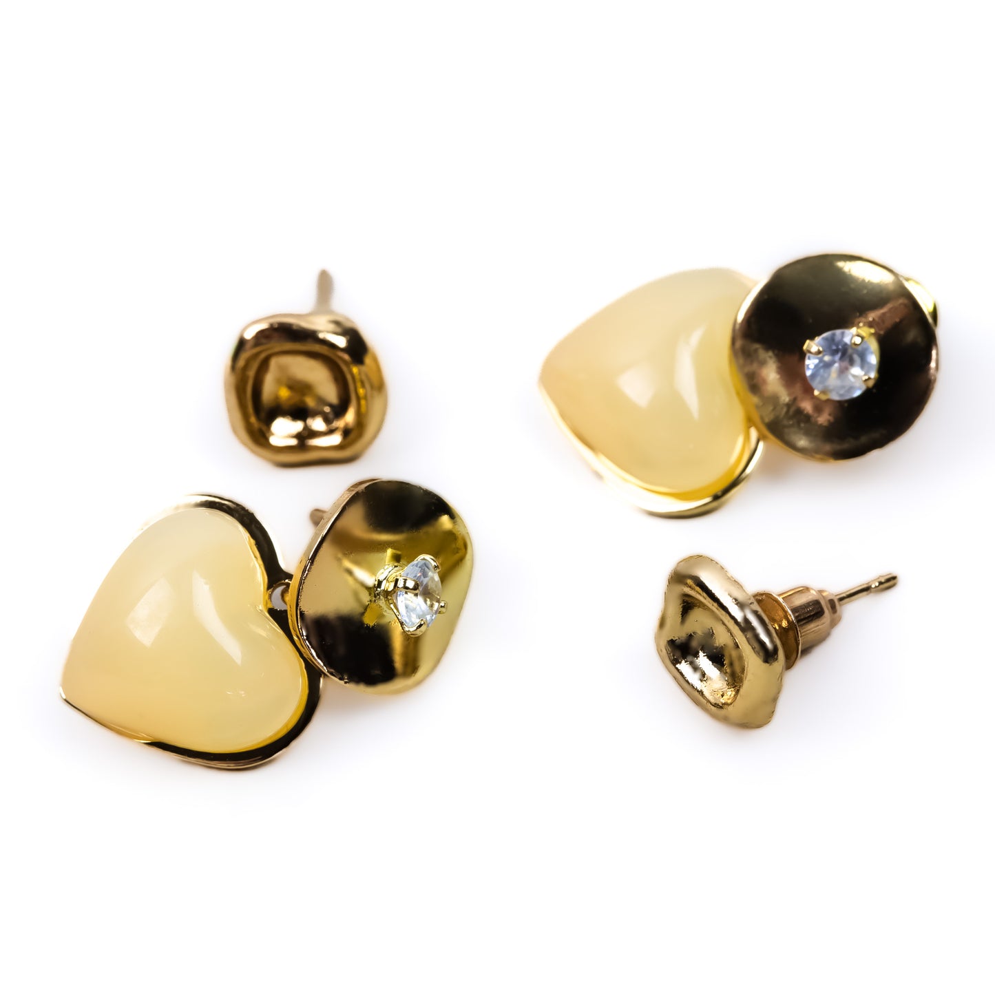 Set cercei cu forme de banuț și inimă - Auriu