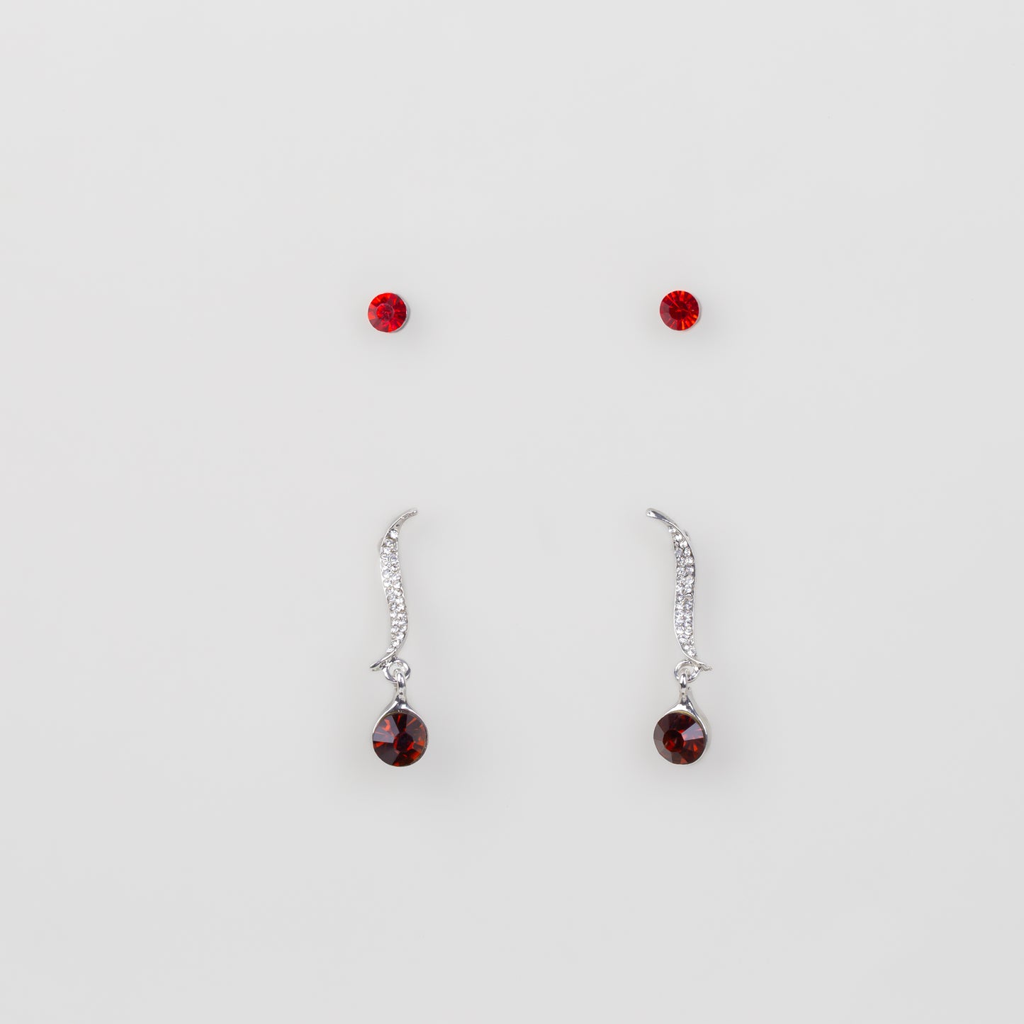 Set cercei cu pietre roșii și ștrasuri, 2 perechi - Oxia