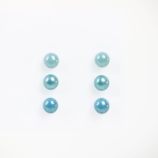Set cercei mici cu perle colorate în nuanțe, 3 perechi - Albastru Mix
