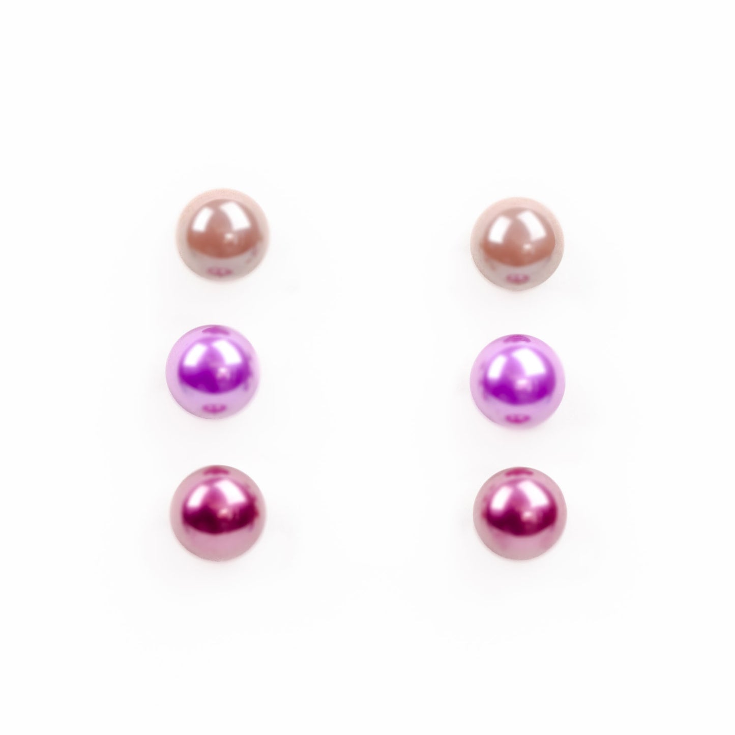Set cercei mici cu perle colorate în nuanțe, 3 perechi - Fancy Mix