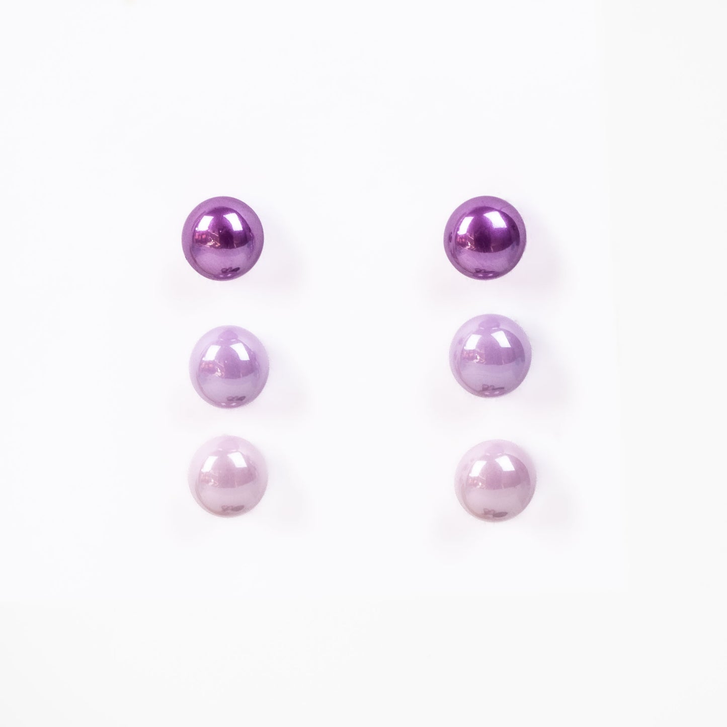 Set cercei mici cu perle colorate în nuanțe, 3 perechi - Mov Mix