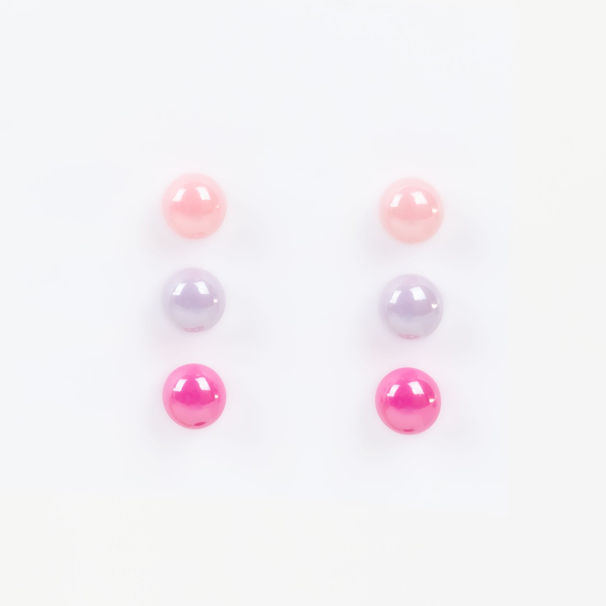 Set cercei mici cu perle colorate în nuanțe, 3 perechi - Roz Mix