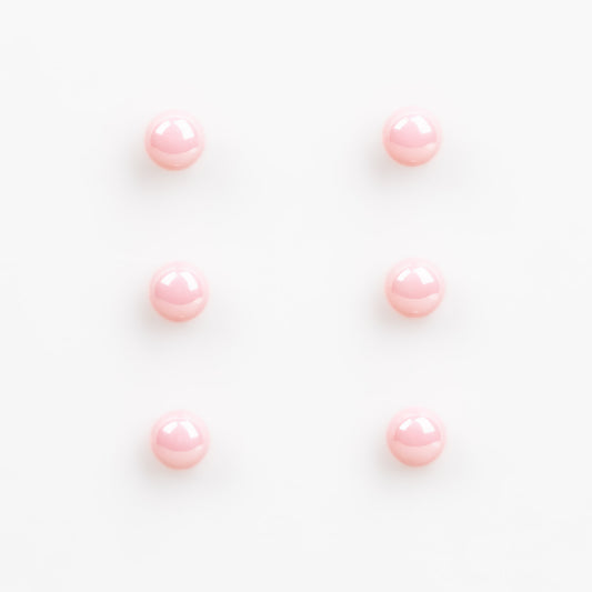 Set cercei mici cu perle colorate în nuanțe, 3 perechi - Roz