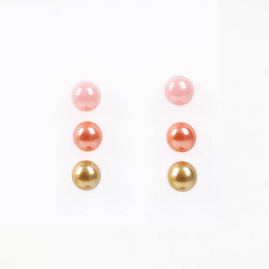 Set cercei mici cu perle colorate în nuanțe, 3 perechi - Summer Mix