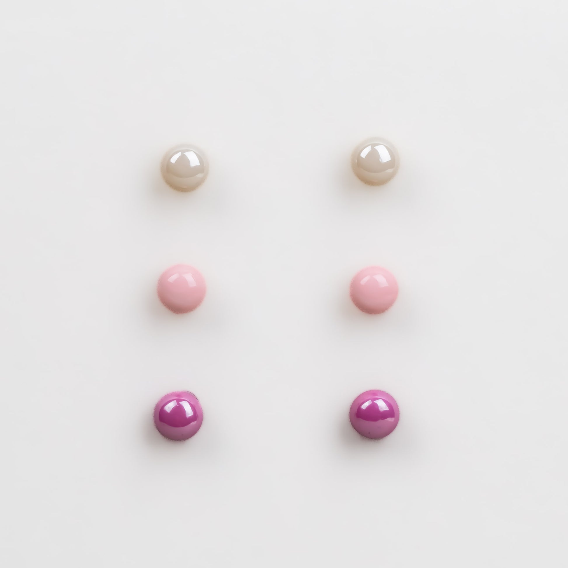 Set cercei mici cu perle colorate în nuanțe, 3 perechi - Sweet Mix