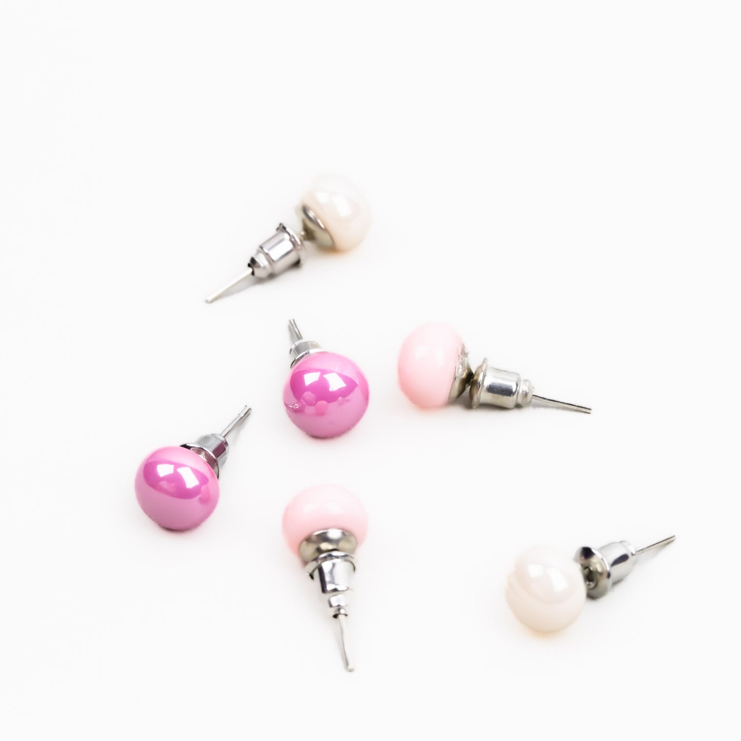 Set cercei mici cu perle colorate în nuanțe, 3 perechi - Sweet Mix