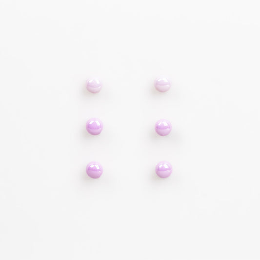 Set cercei mici cu perle colorate în nuanțe, 3 perechi - Violet Mix