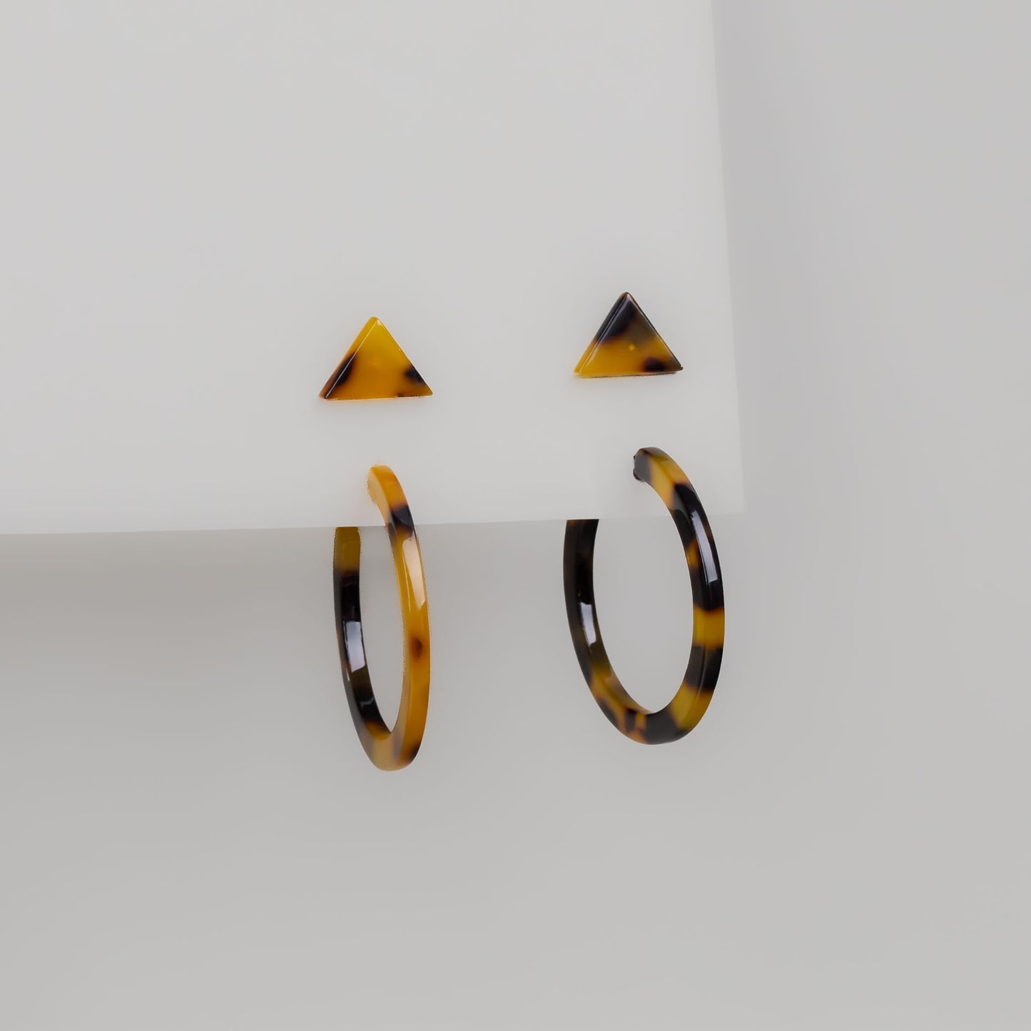 Set cercei rotunzi și triunghi cu animal print, 2 perechi