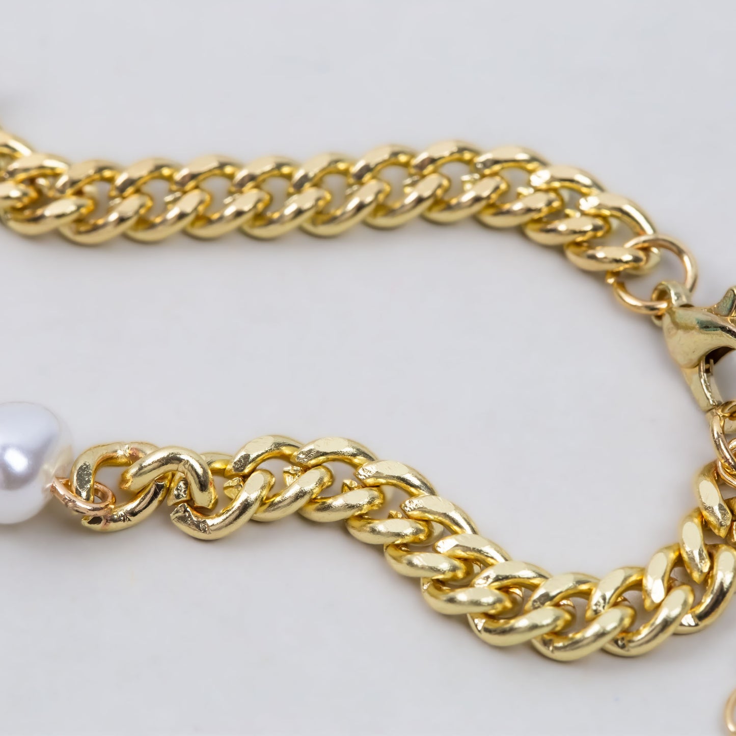 Brățară reglabilă din lanț cu perle - Auriu