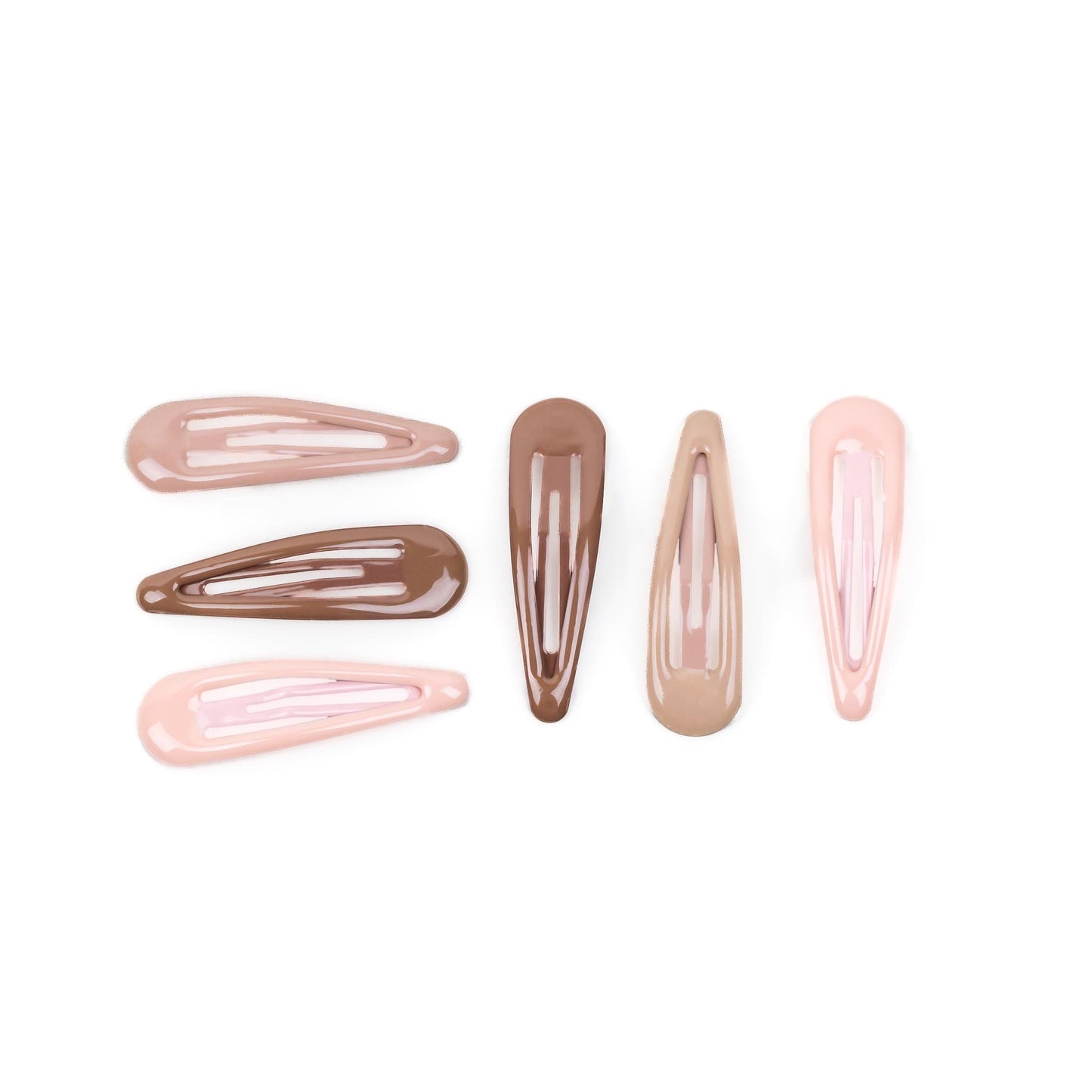 Agrafe de păr click cu textură fină și lucioasă, set 6 buc - Soft Mix