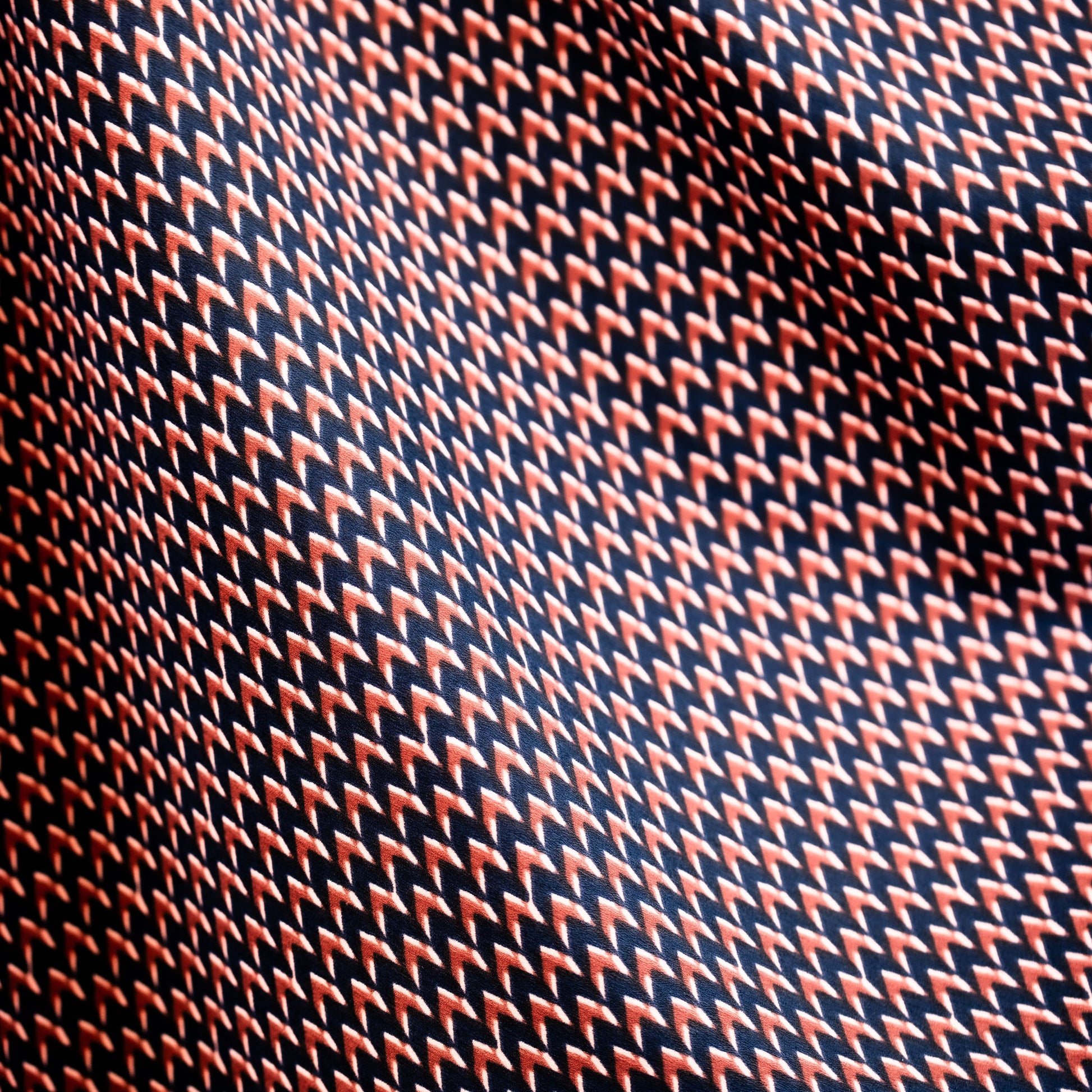 Eșarfă damă din satin, imprimeu cu forme de săgeată, 65 x 65 cm - Bordo, Albastru
