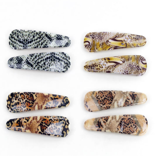 Agrafe de păr click cu animal print, set 8 buc - Wild Mix