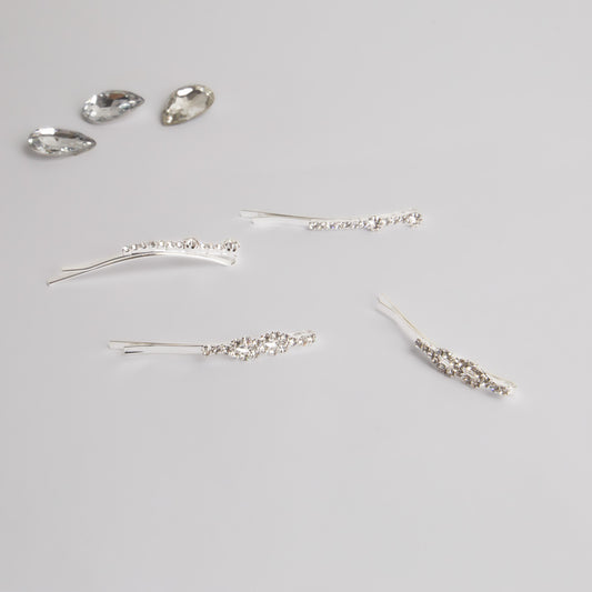 Agrafe de păr elegante cu ștrasuri fine starlight, set 4 - Argintiu