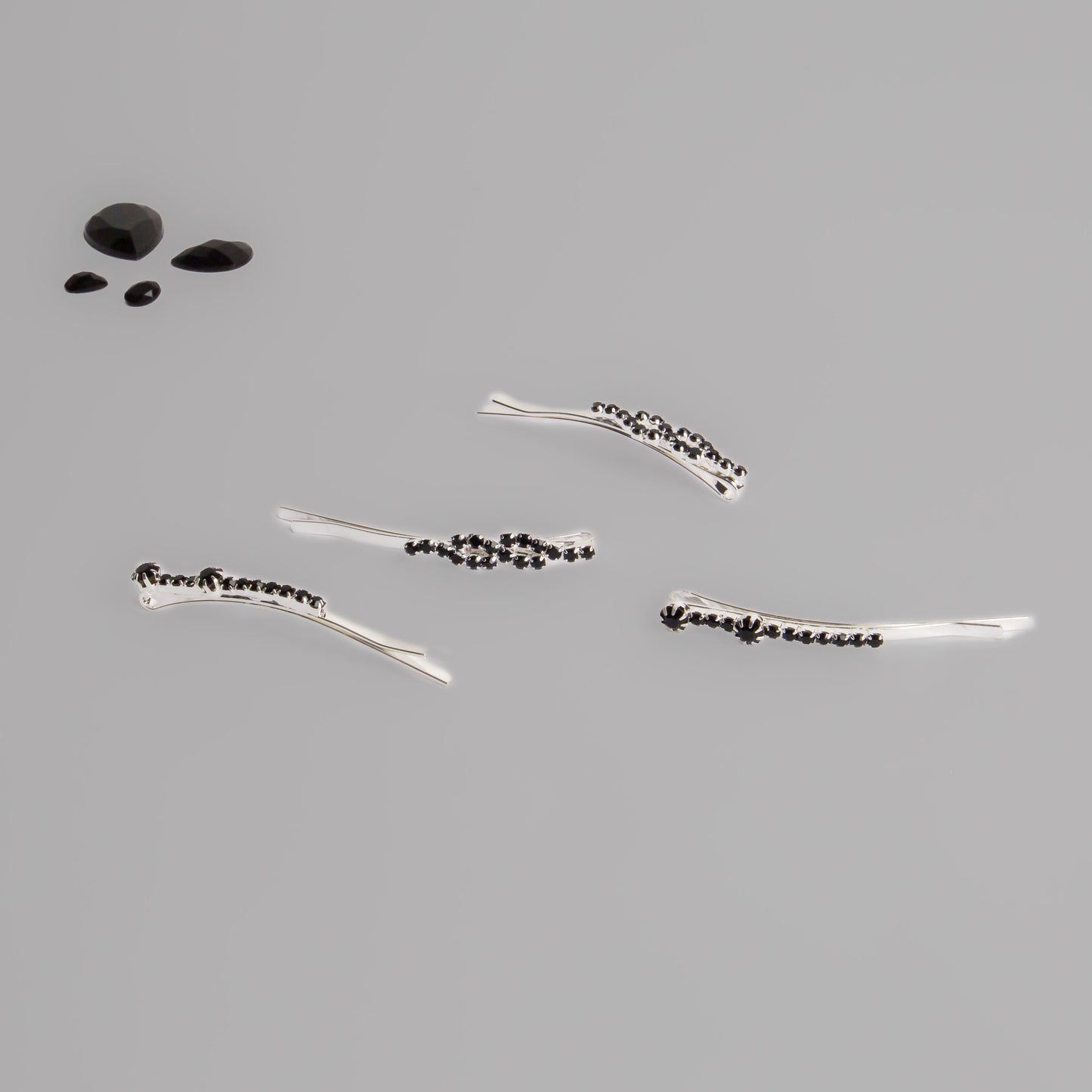 Agrafe de păr elegante cu ștrasuri fine starlight, set 4 - Negru