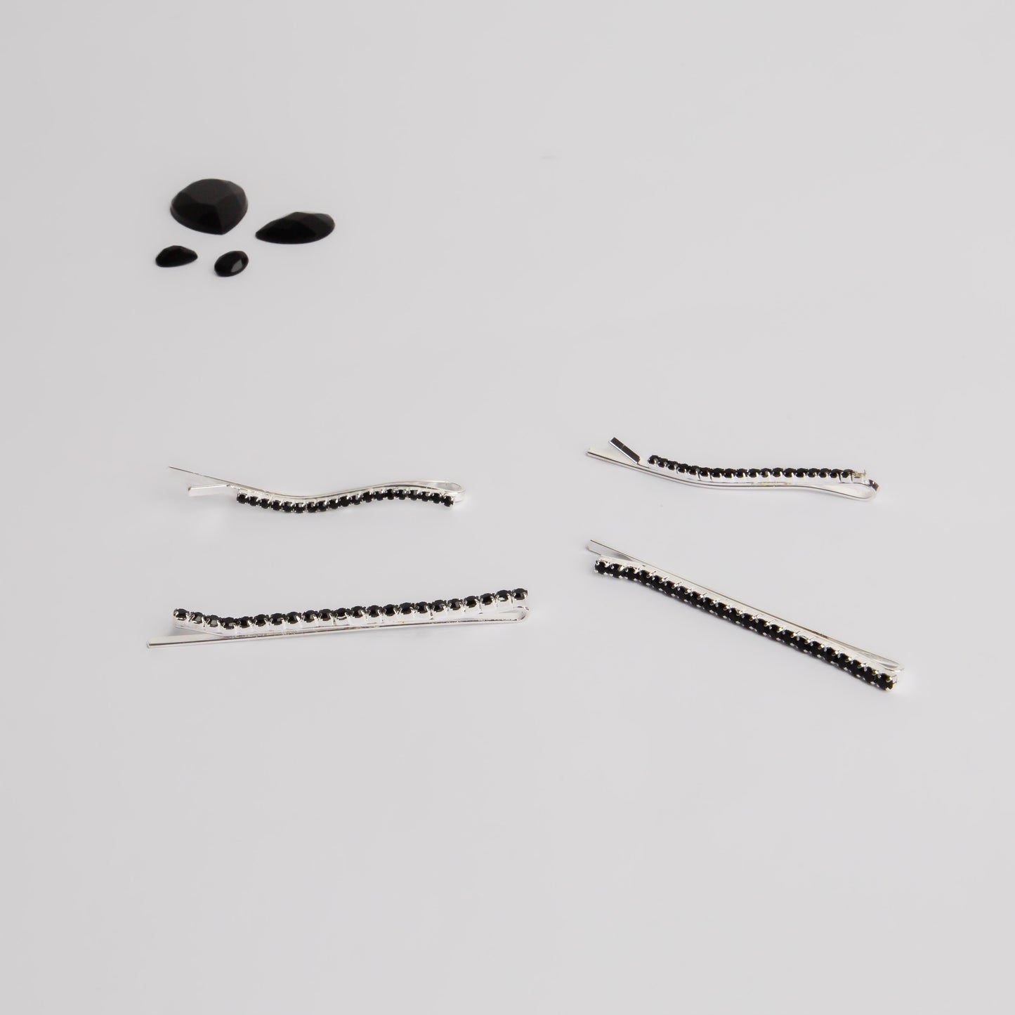 Agrafe de păr elegante cu ștrasuri fine wavy, set 4 - Argintiu
