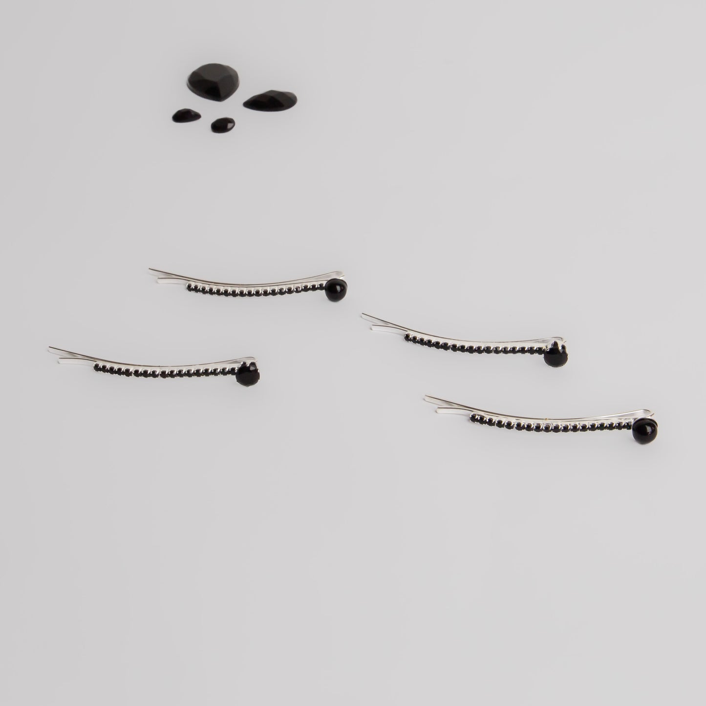 Agrafe de păr elegante cu ștrasuri, perle și pietre, set 4 - Negru