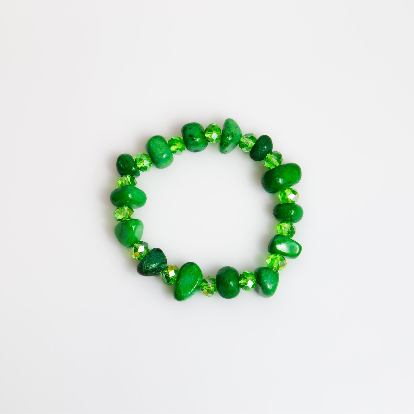 Brățară elastică cu mărgele marmorate și pietre GemFusion - Verde