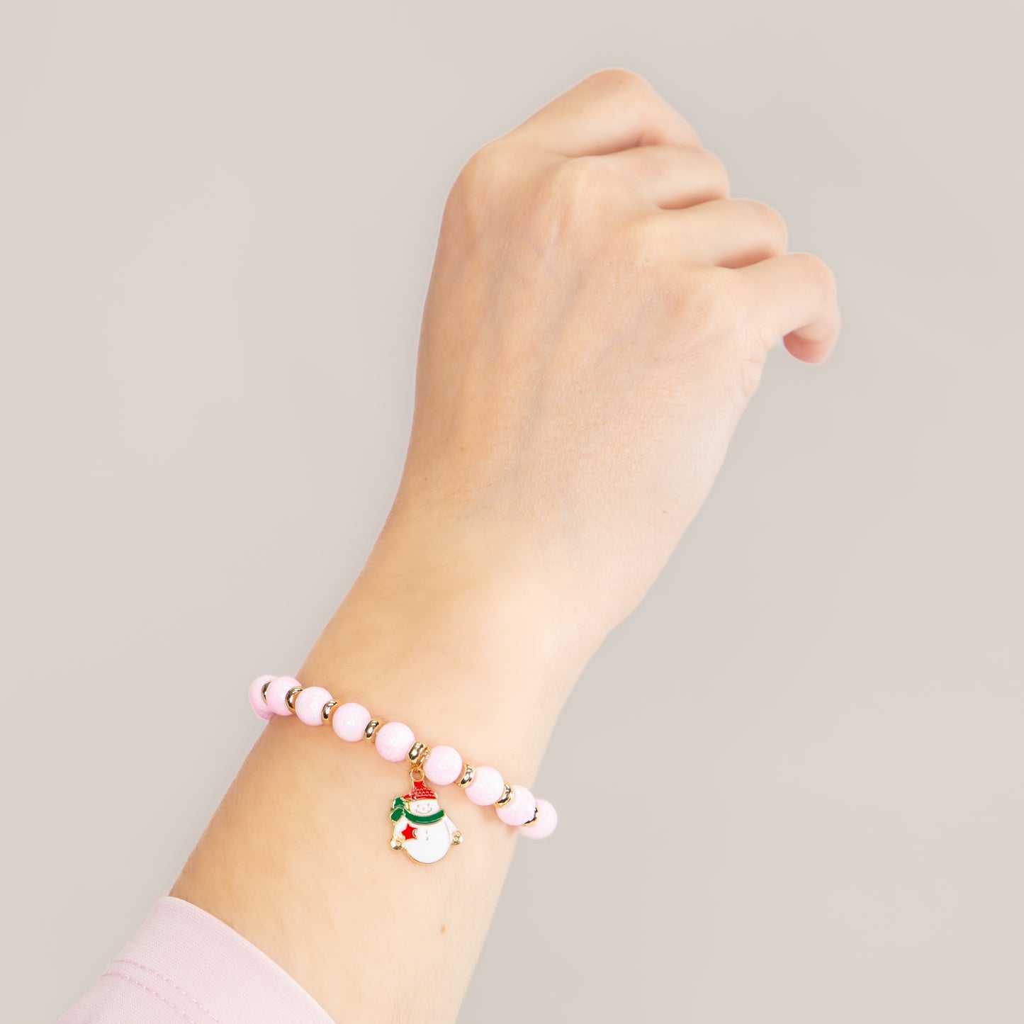Brățară elastică cu motive de Crăciun Frosty Charm - Roz