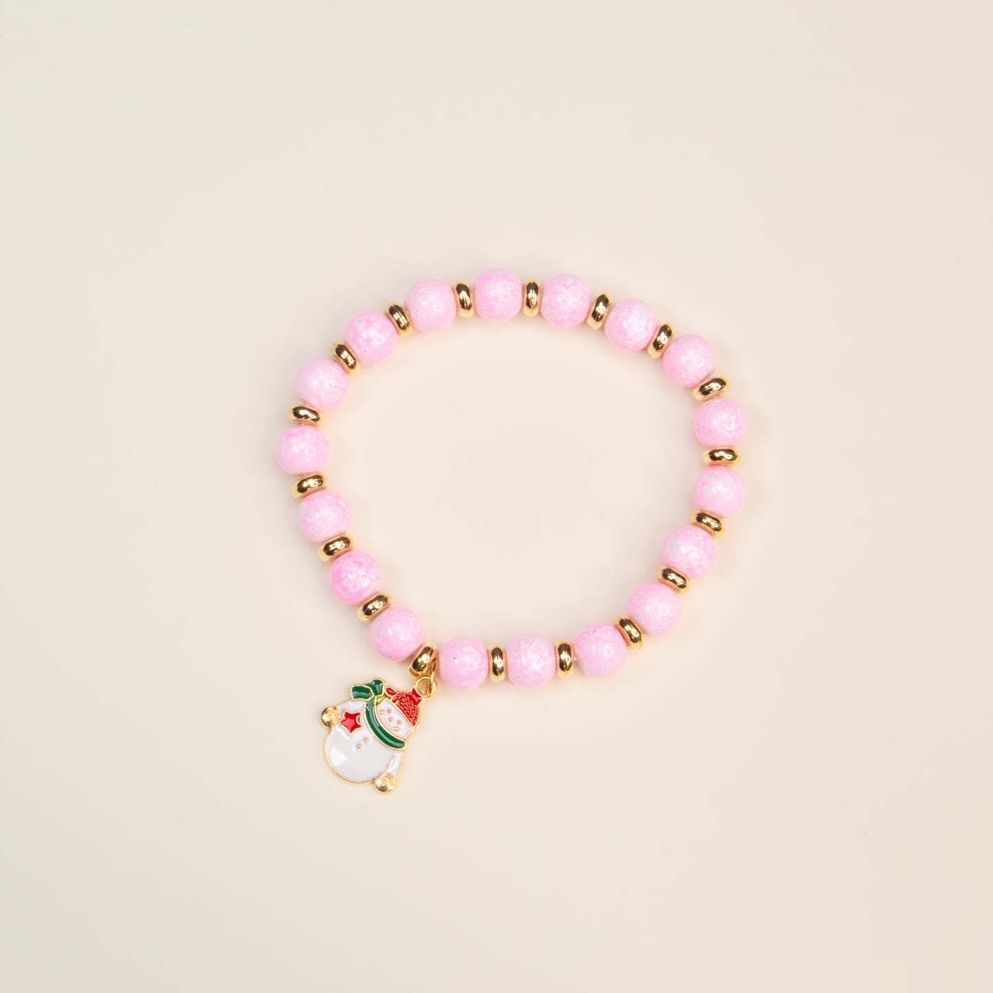 Brățară elastică cu motive de Crăciun Frosty Charm - Roz