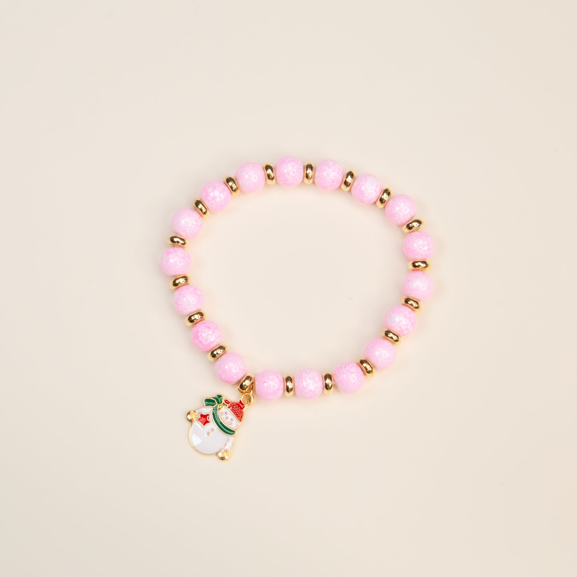 Brățară elastică cu motive de Crăciun Frosty Charm - Roz