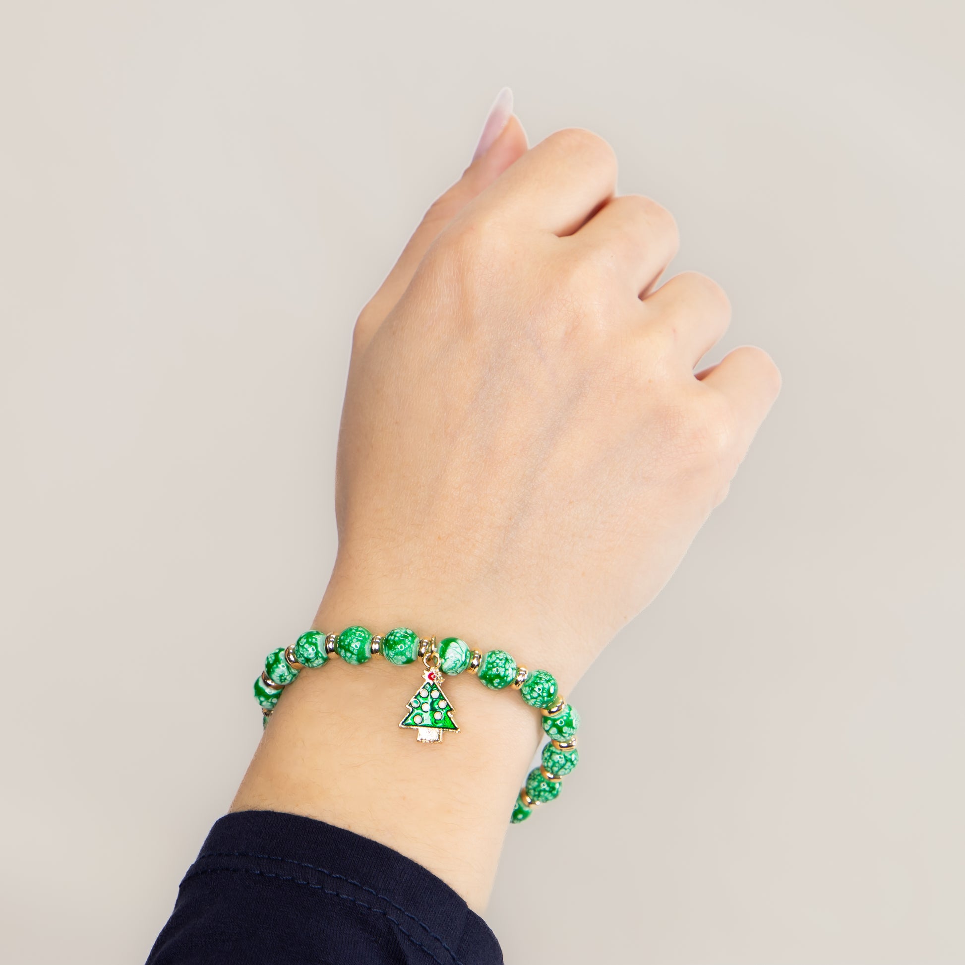 Brățară elastică cu motive de Crăciun Green Noel - Verde