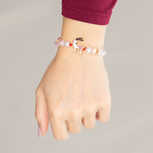 Brățară reglabilă cu motive de Crăciun Festive Deer - Roșu