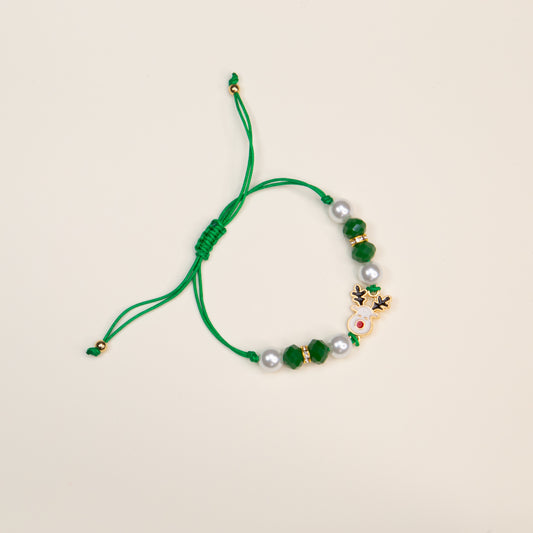 Brățară reglabilă cu motive de Crăciun Holiday Deer - Verde