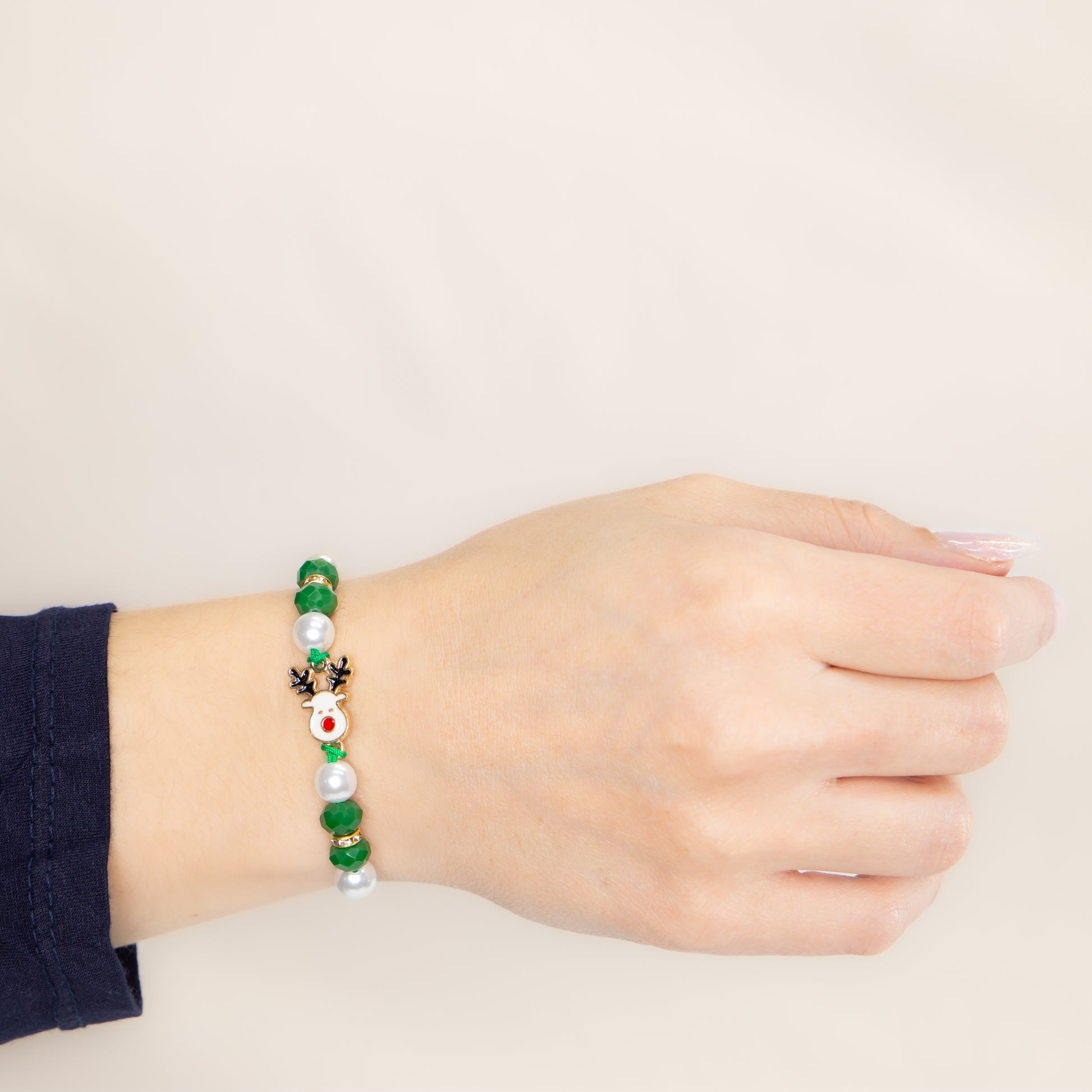 Brățară reglabilă cu motive de Crăciun Holiday Deer - Verde