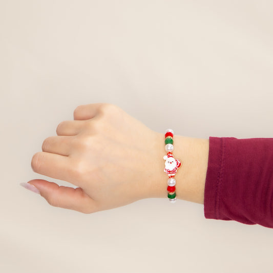 Brățară reglabilă cu motive de Crăciun Merry Claus - Roșu