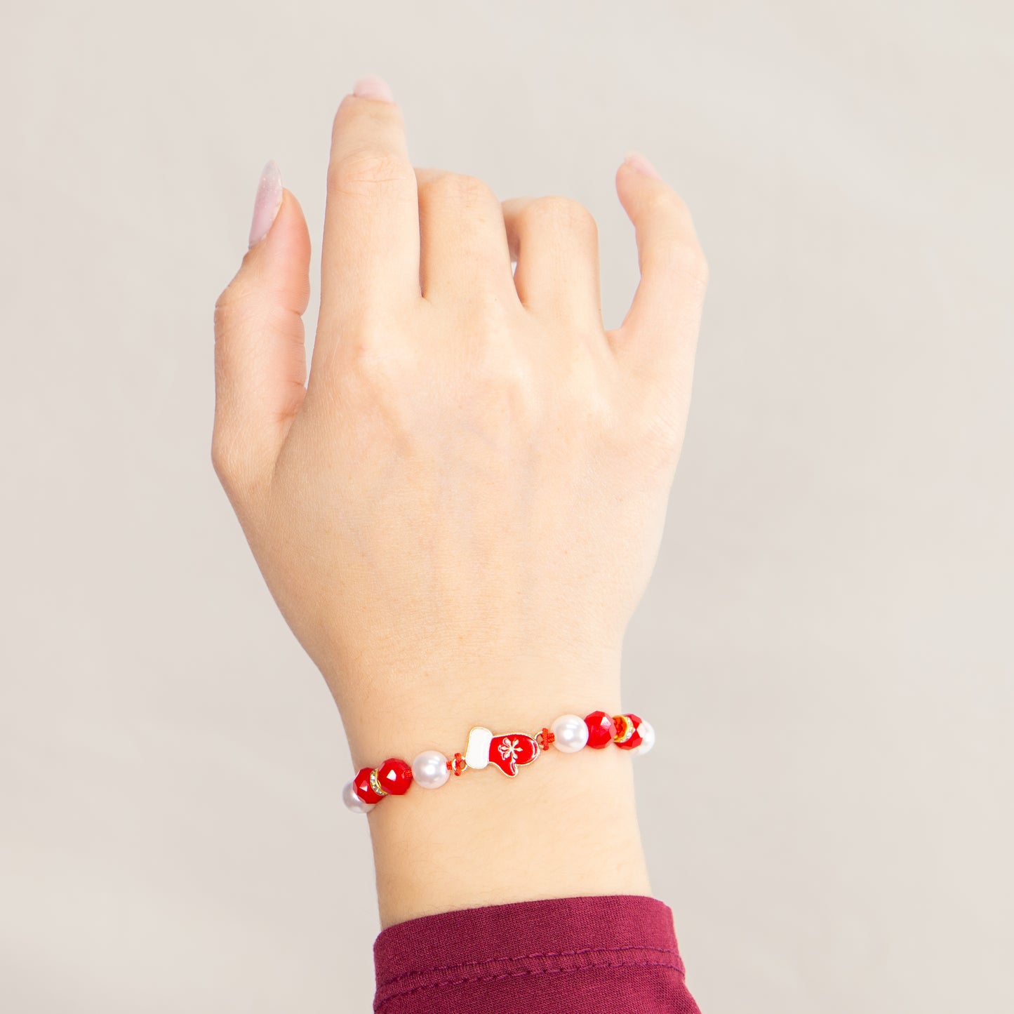 Brățară reglabilă cu motive de Crăciun Warm Wishes - Roșu