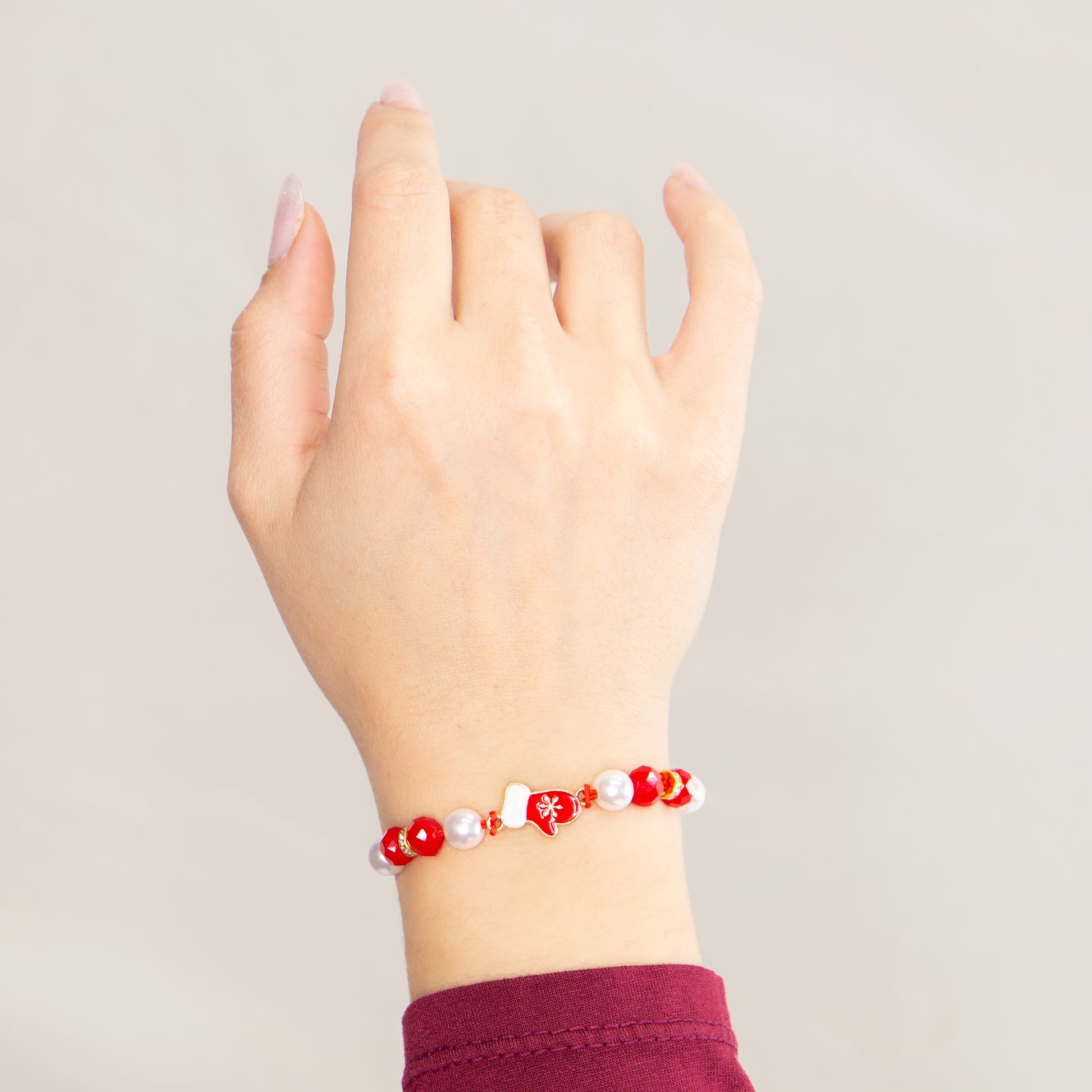 Brățară reglabilă cu motive de Crăciun Warm Wishes - Roșu