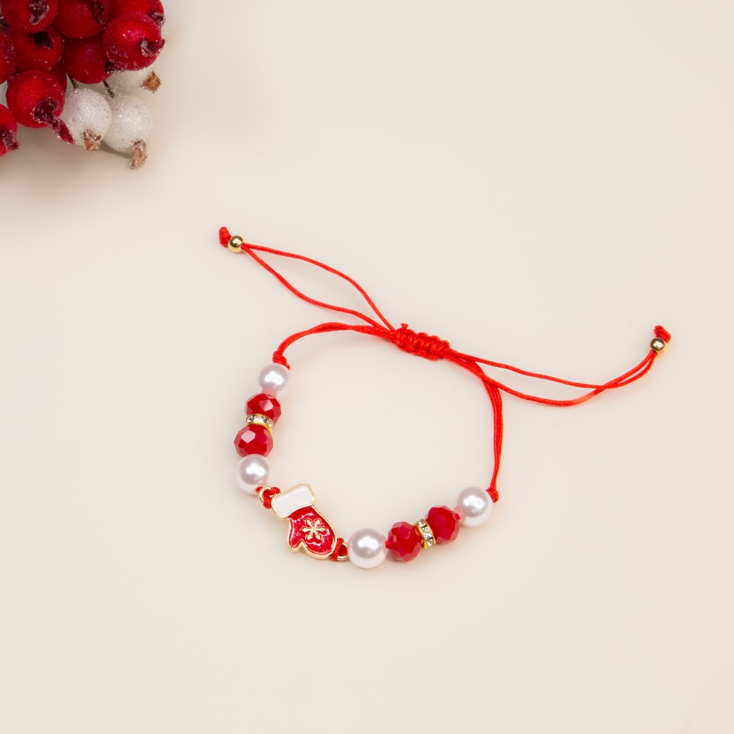 Brățară reglabilă cu motive de Crăciun Warm Wishes - Roșu