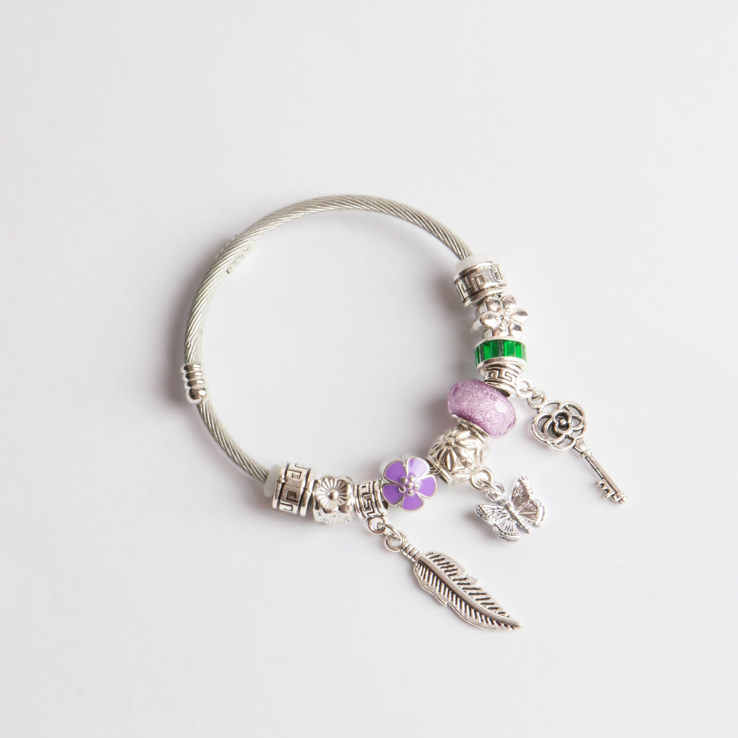 Brățară reglabilă magic keys cu charm-uri - Argintiu, Mov